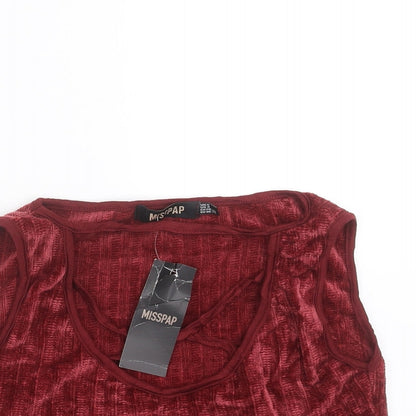 Womens UK Size 8 Misspap Red Cropped T-Shirt