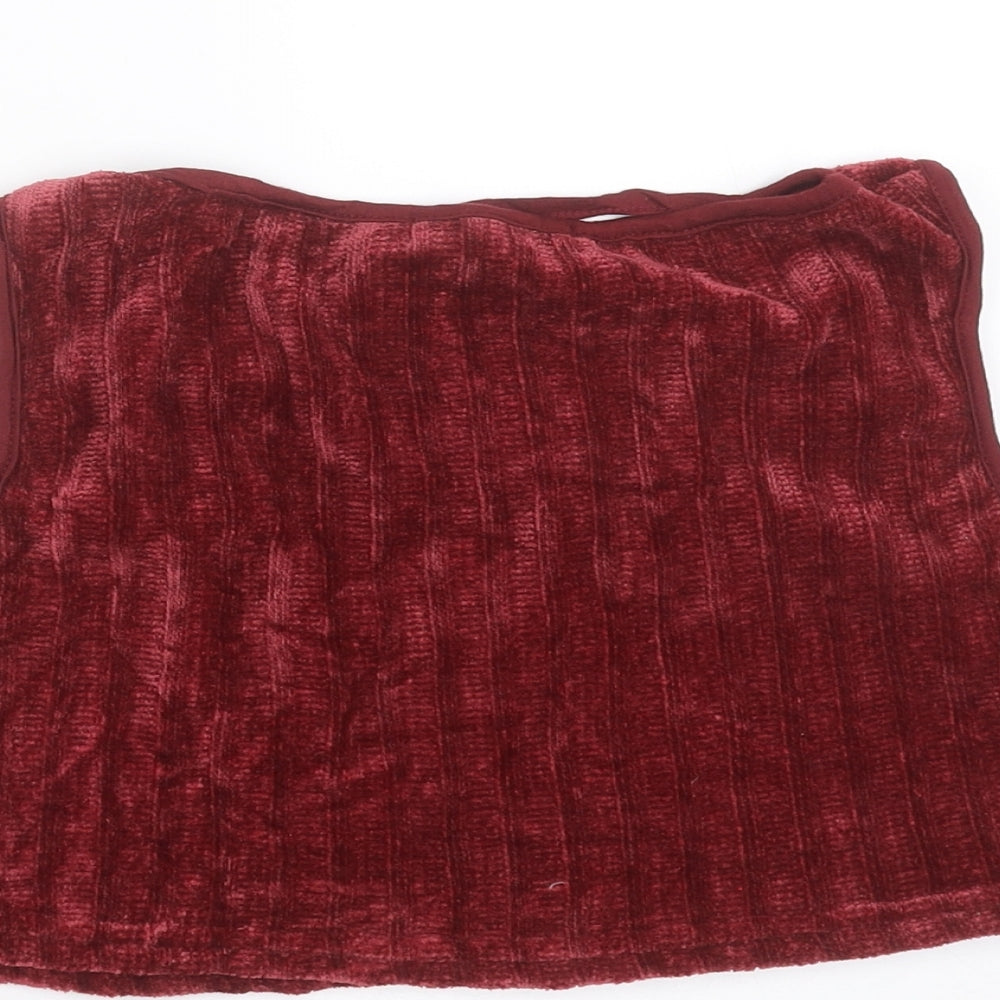 Womens UK Size 8 Misspap Red Cropped T-Shirt