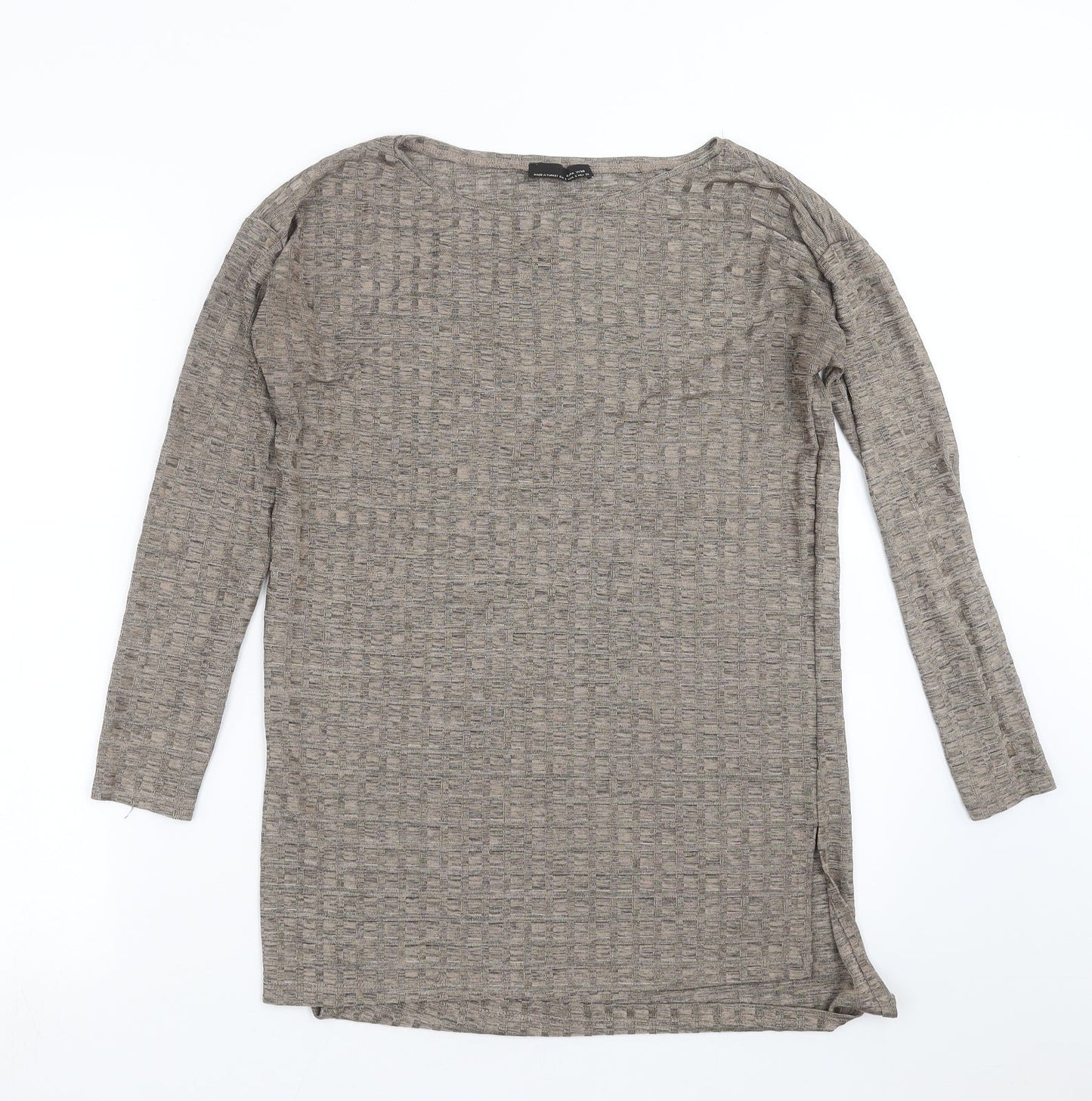 Womens UK Size S Zara Brown Basic T-Shirt