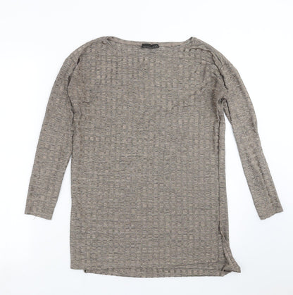 Womens UK Size S Zara Brown Basic T-Shirt