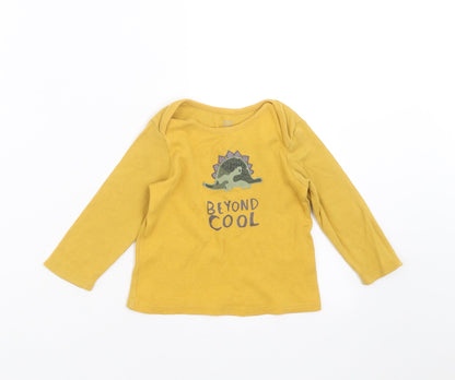 F&F Baby Yellow   Basic T-Shirt Size 9-12 Months  - dinosaur