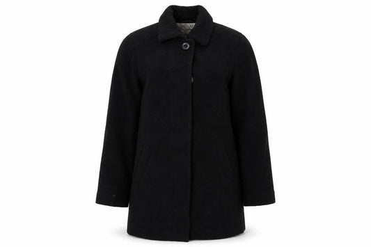Front view of yazz women’s black jacket coat, size UK 10
