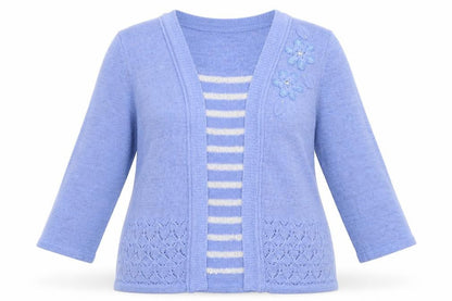 Front view of Bonmarché women’s blue pullover sweatshirt, size M