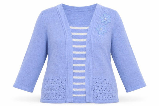 Front view of Bonmarché women’s blue pullover sweatshirt, size M