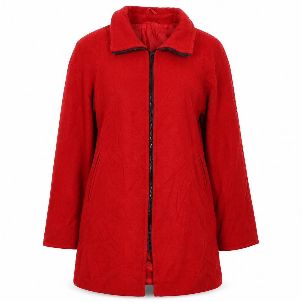 Womens UK Size 14 Classic Woman Red Pea Coat