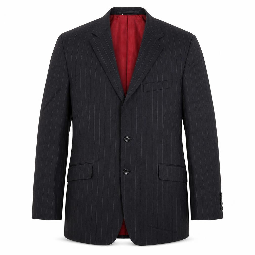 Front view of Marks & Spencer men’s grey striped jacket suit jacket, size 40