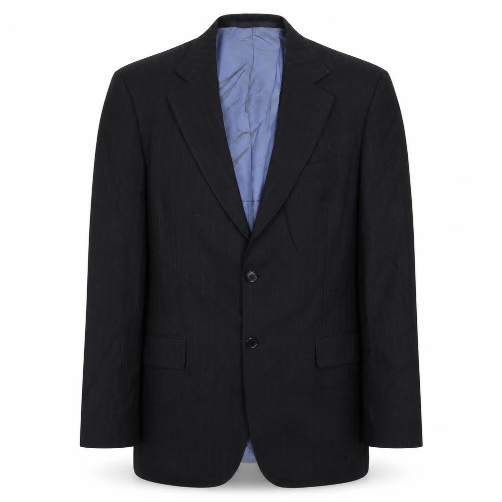 Front view of Marks & Spencer men’s black striped jacket suit jacket, size 40