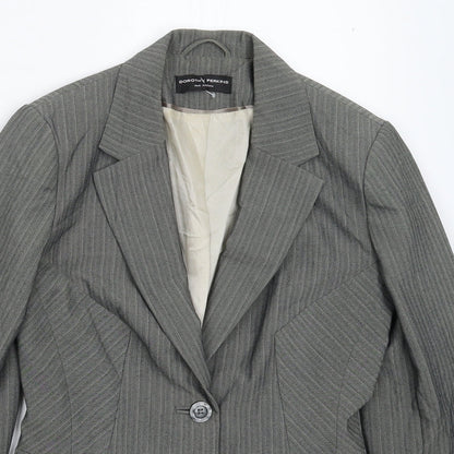 Dorothy Perkins Womens Grey Striped  Jacket Suit Jacket Size 8