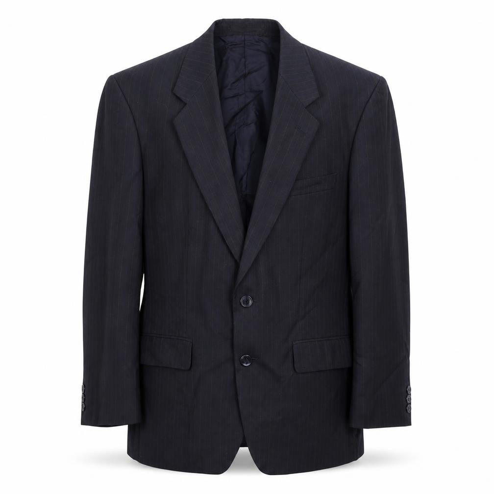 Front view of Marks & Spencer men’s blue striped jacket suit jacket, size 38