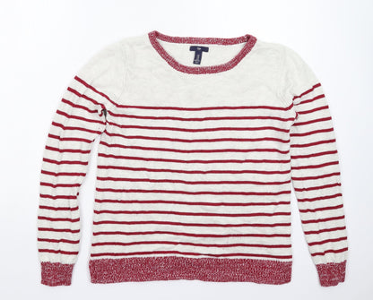 Gap Womens White Striped Knit Pullover Jumper Size M