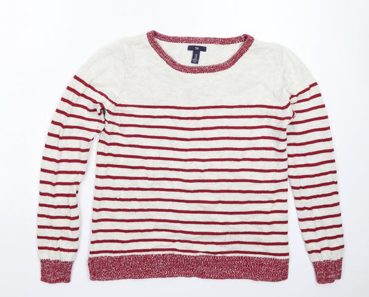 Gap Womens White Striped Knit Pullover Jumper Size M