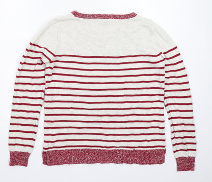 Gap Womens White Striped Knit Pullover Jumper Size M