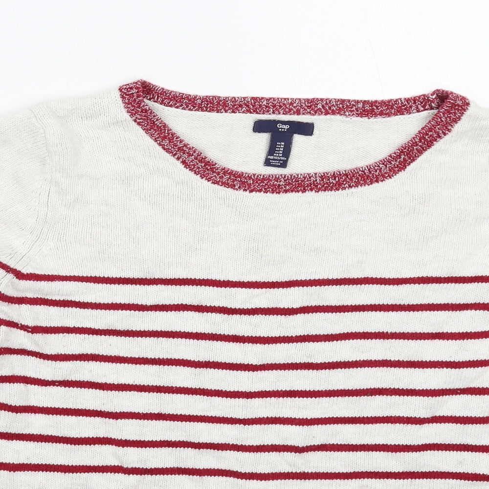 Gap Womens White Striped Knit Pullover Jumper Size M