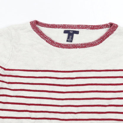 Gap Womens White Striped Knit Pullover Jumper Size M