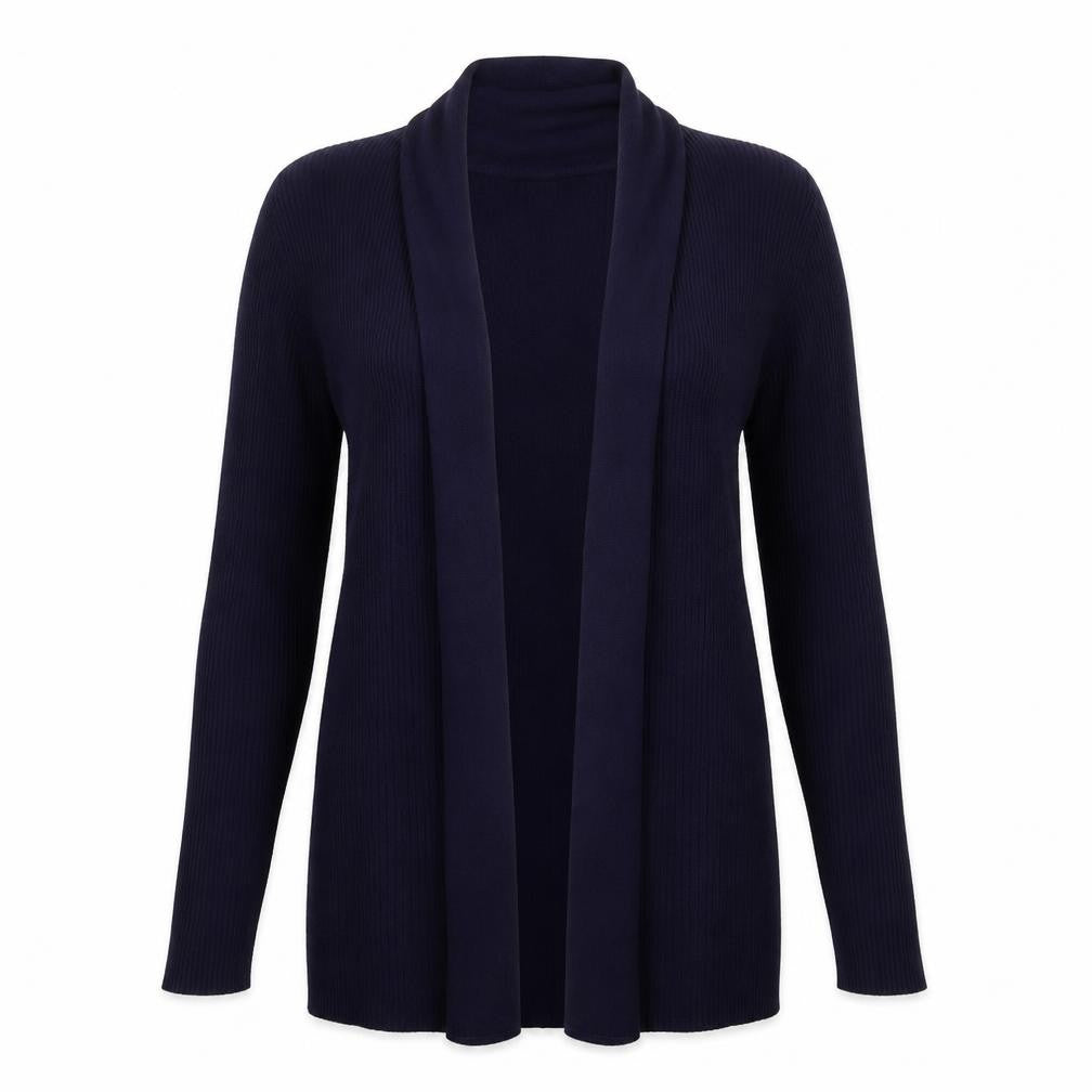 Front view of Bonmarché women’s blue knit cardigan jumper, size S