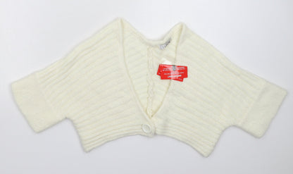 Look Womens White  Knit Cardigan Jumper Size M