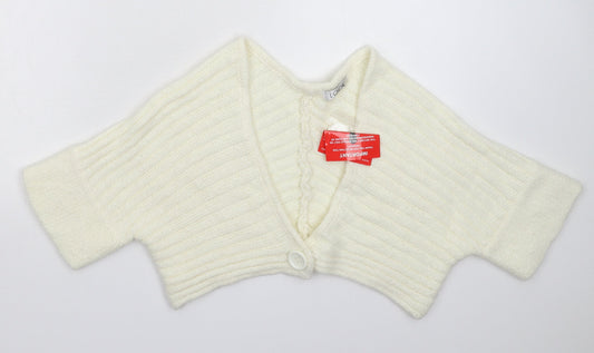 Look Womens White  Knit Cardigan Jumper Size M