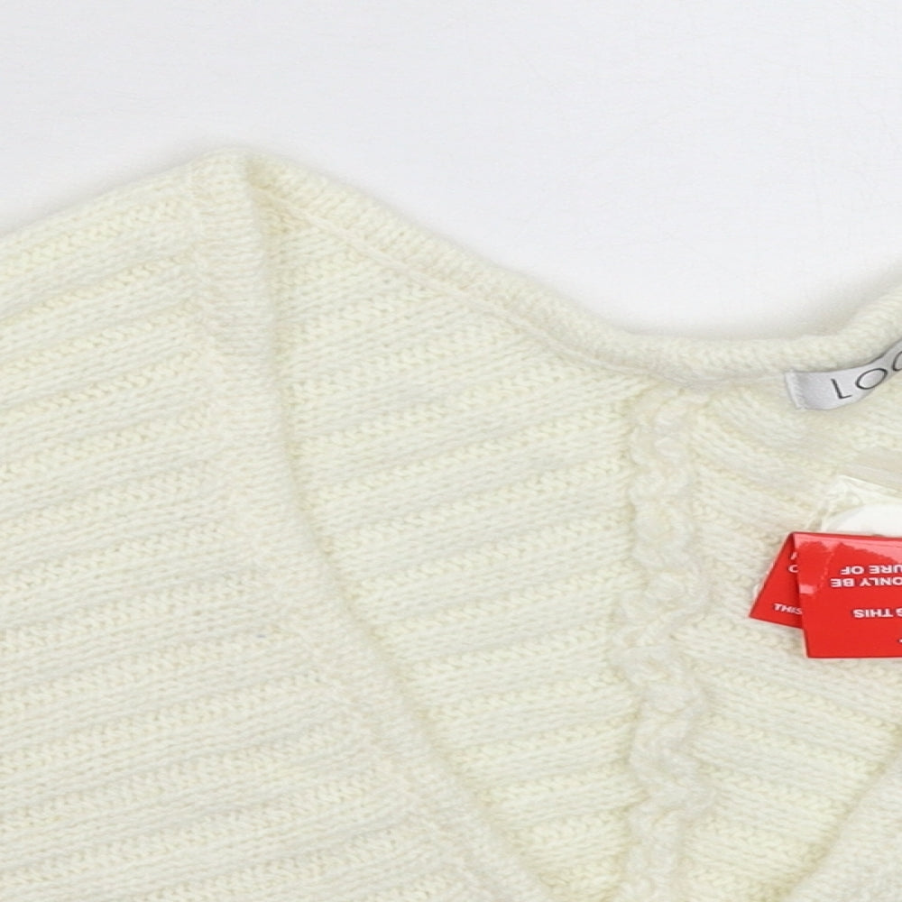 Look Womens White  Knit Cardigan Jumper Size M
