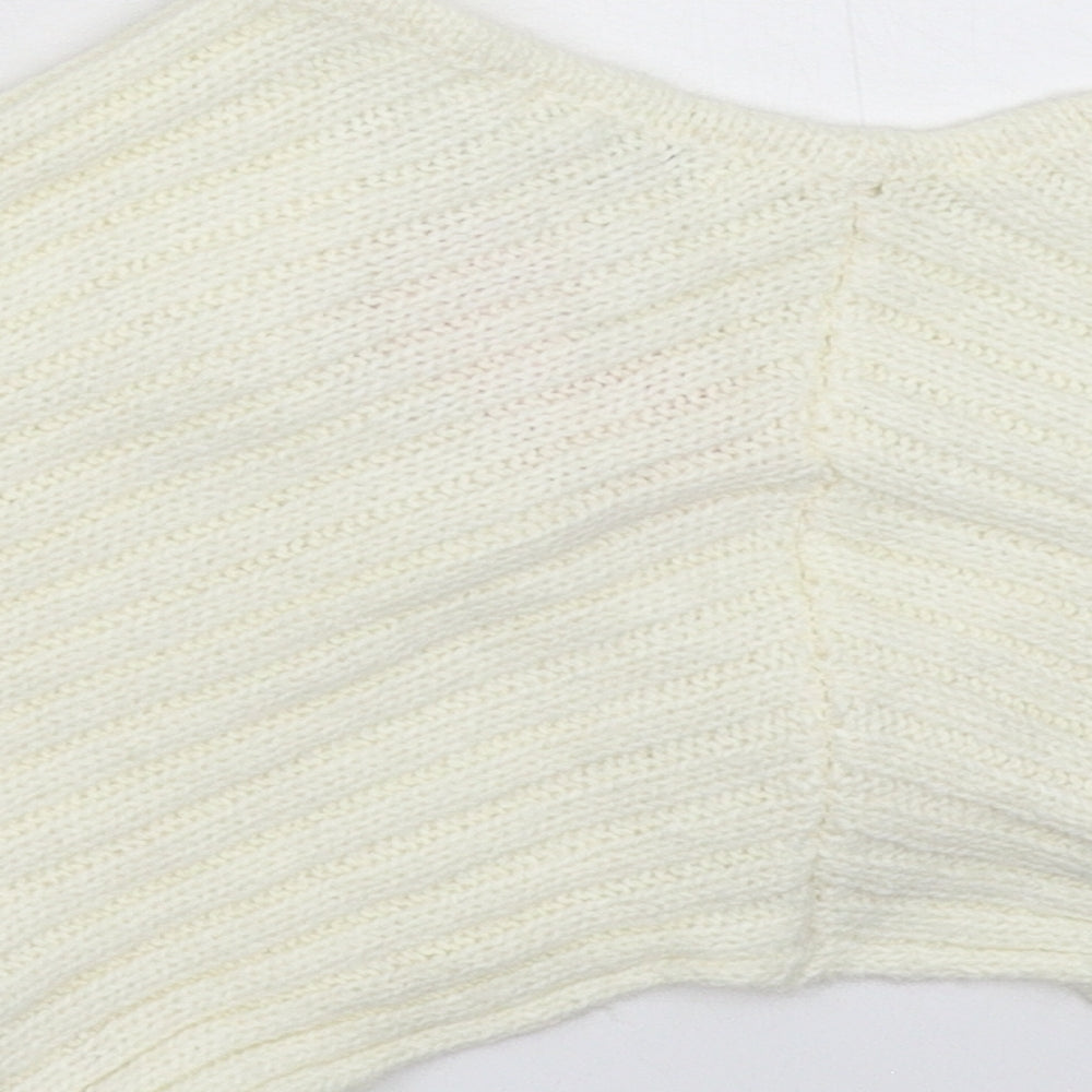 Look Womens White  Knit Cardigan Jumper Size M