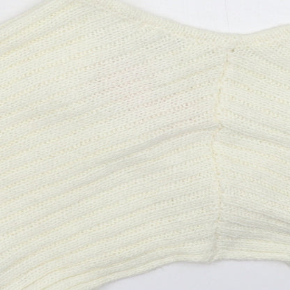 Look Womens White  Knit Cardigan Jumper Size M