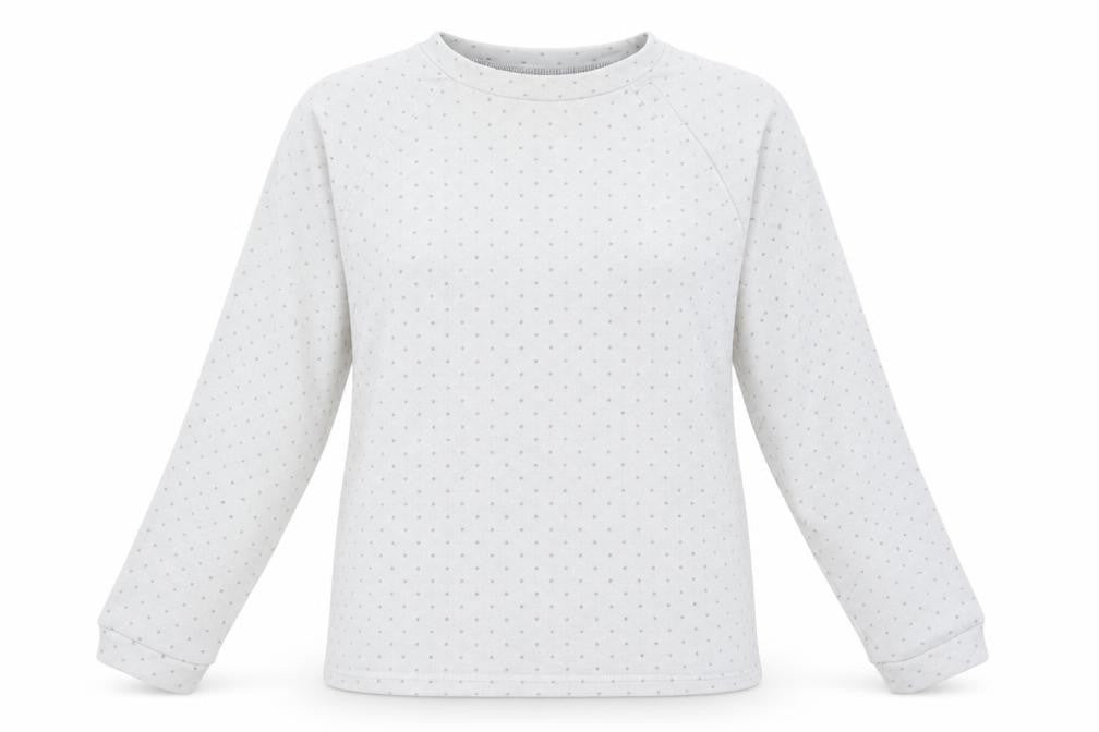 Front view of Love To Lounge women’s grey polka dot top pyjama set, size XS