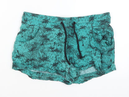Red Herring Womens Blue   Hot Pants Shorts Size 8 - Palm Trees