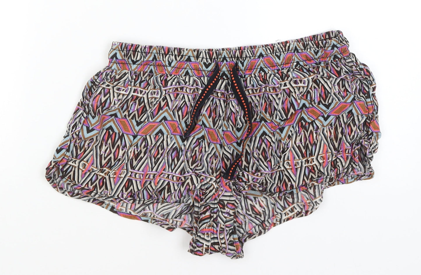 Denim Co Womens Black Geometric  Hot Pants Shorts Size 12