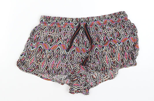 Denim Co Womens Black Geometric  Hot Pants Shorts Size 12