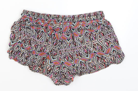 Denim Co Womens Black Geometric  Hot Pants Shorts Size 12