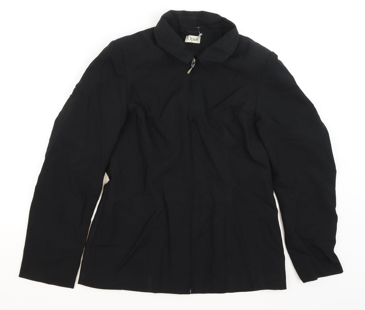 Womens UK Size 12 OPUS Black Full Zip Jumper