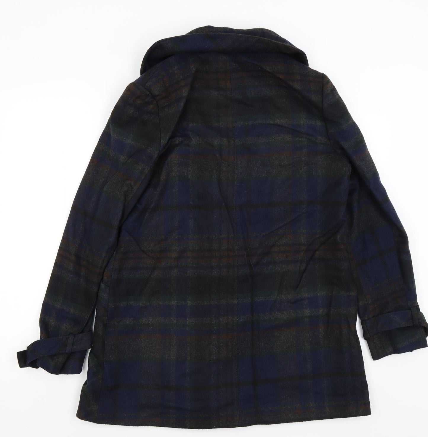 F&F Womens Blue Plaid  Overcoat Coat Size 10