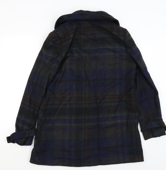 F&F Womens Blue Plaid  Overcoat Coat Size 10