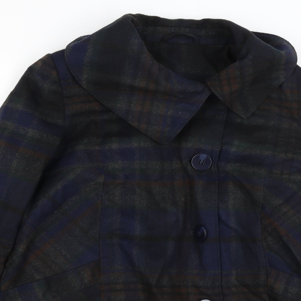 F&F Womens Blue Plaid  Overcoat Coat Size 10
