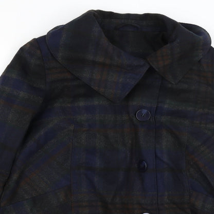 F&F Womens Blue Plaid  Overcoat Coat Size 10
