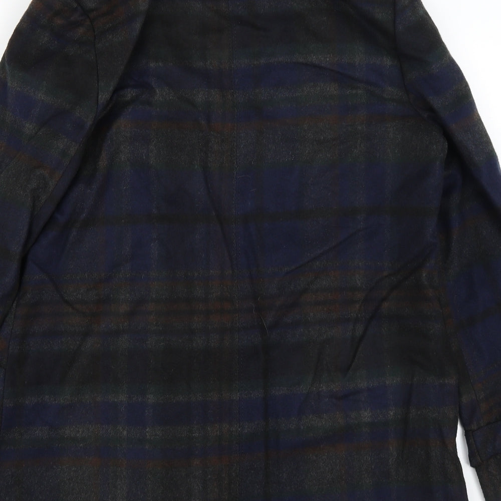 F&F Womens Blue Plaid  Overcoat Coat Size 10