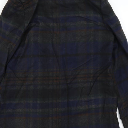 F&F Womens Blue Plaid  Overcoat Coat Size 10