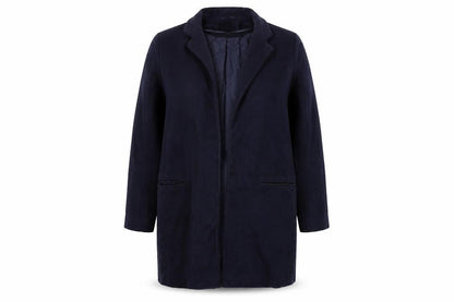 Front view of New Look women’s blue overcoat coat, size UK 12