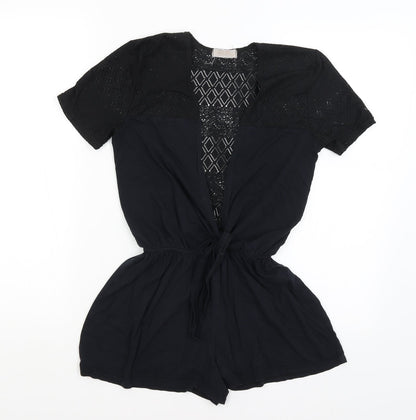 Womens UK Size S Preworn One-Piece Black Romper