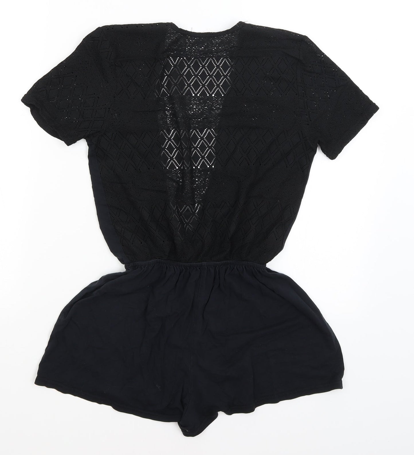 Womens UK Size S Preworn One-Piece Black Romper