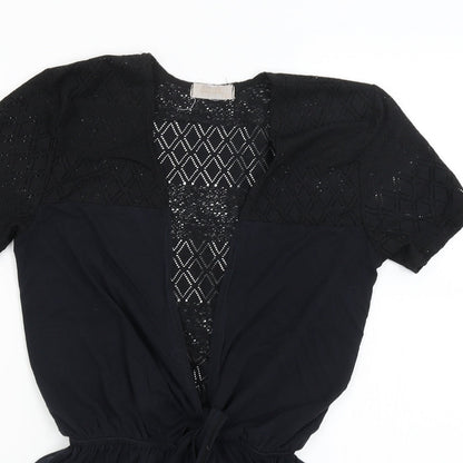 Womens UK Size S Preworn One-Piece Black Romper