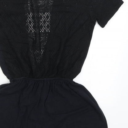 Womens UK Size S Preworn One-Piece Black Romper