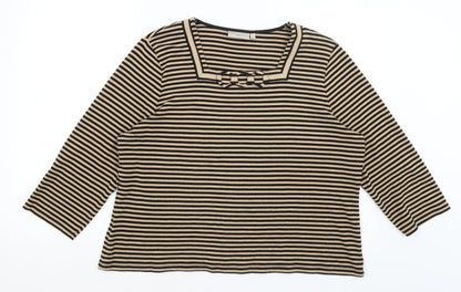 CC Womens Brown Striped  Basic T-Shirt Size XL