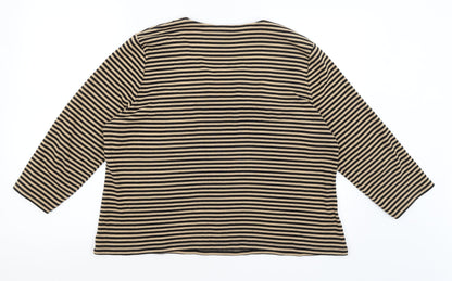 CC Womens Brown Striped  Basic T-Shirt Size XL