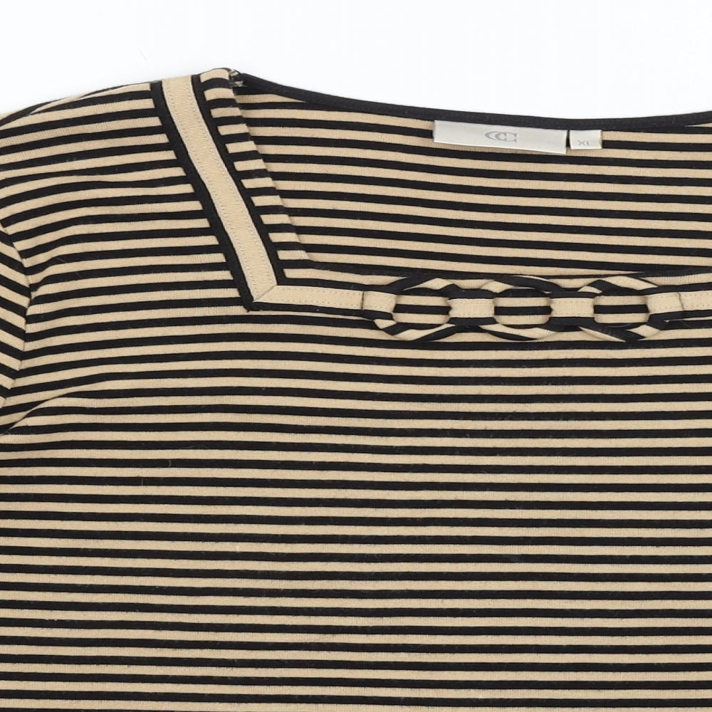 CC Womens Brown Striped  Basic T-Shirt Size XL
