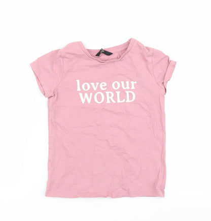 George Girls Pink   Basic T-Shirt Size 5-6 Years