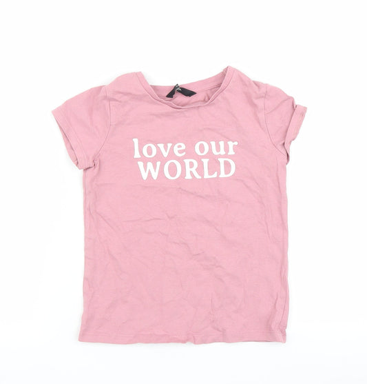 George Girls Pink   Basic T-Shirt Size 5-6 Years