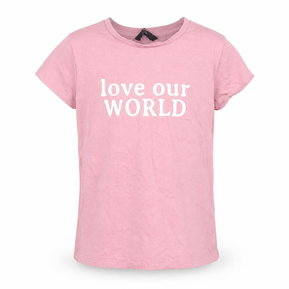 Front view of George girls’ pink basic t-shirt, size 5-6, years