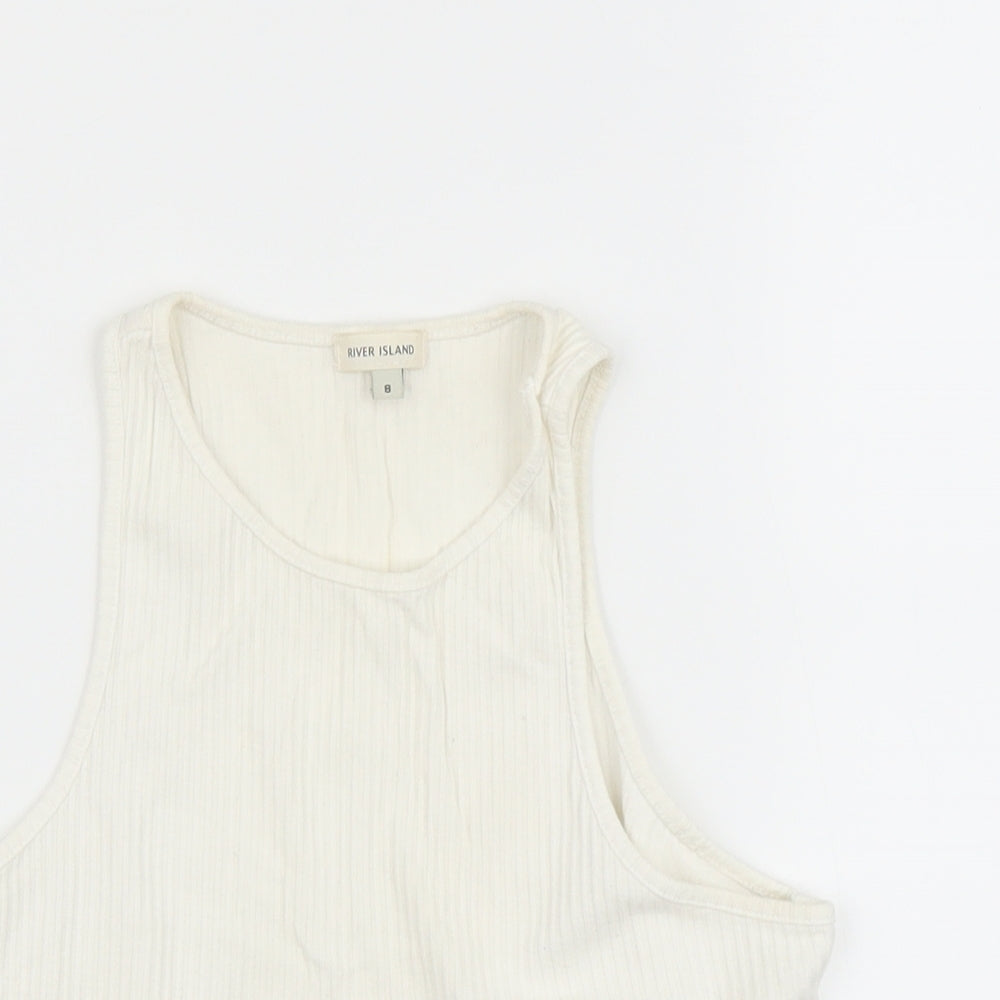 Womens UK Size 8 River Island White Basic Tank