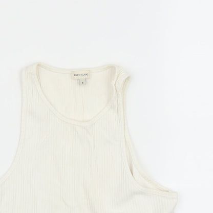 Womens UK Size 8 River Island White Basic Tank