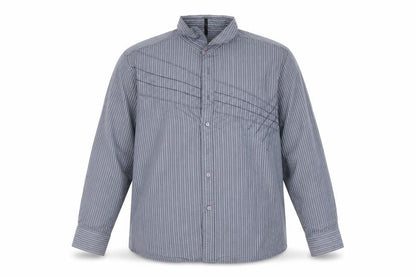 Front view of BHS men’s blue striped button-up, size 2XL